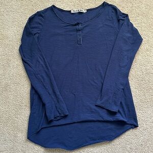 Michael Stars OS Women’s Navy Blue Henley Shirt